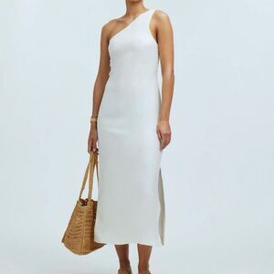 NWT Madewell Women's One-Shoulder Midi Dress Ivory Size 6 Summer Chic Bridal